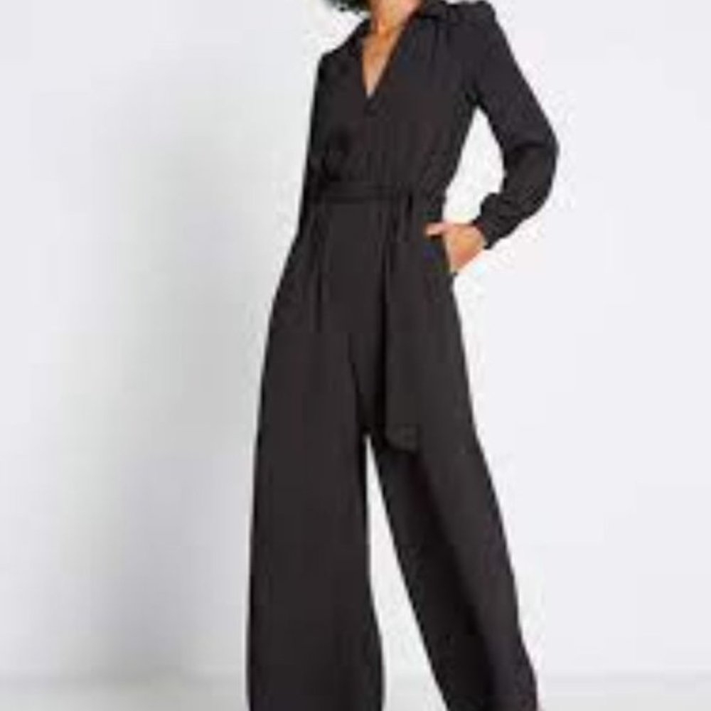 Modcloth Black Everything & More Wide Leg Jumpsuit